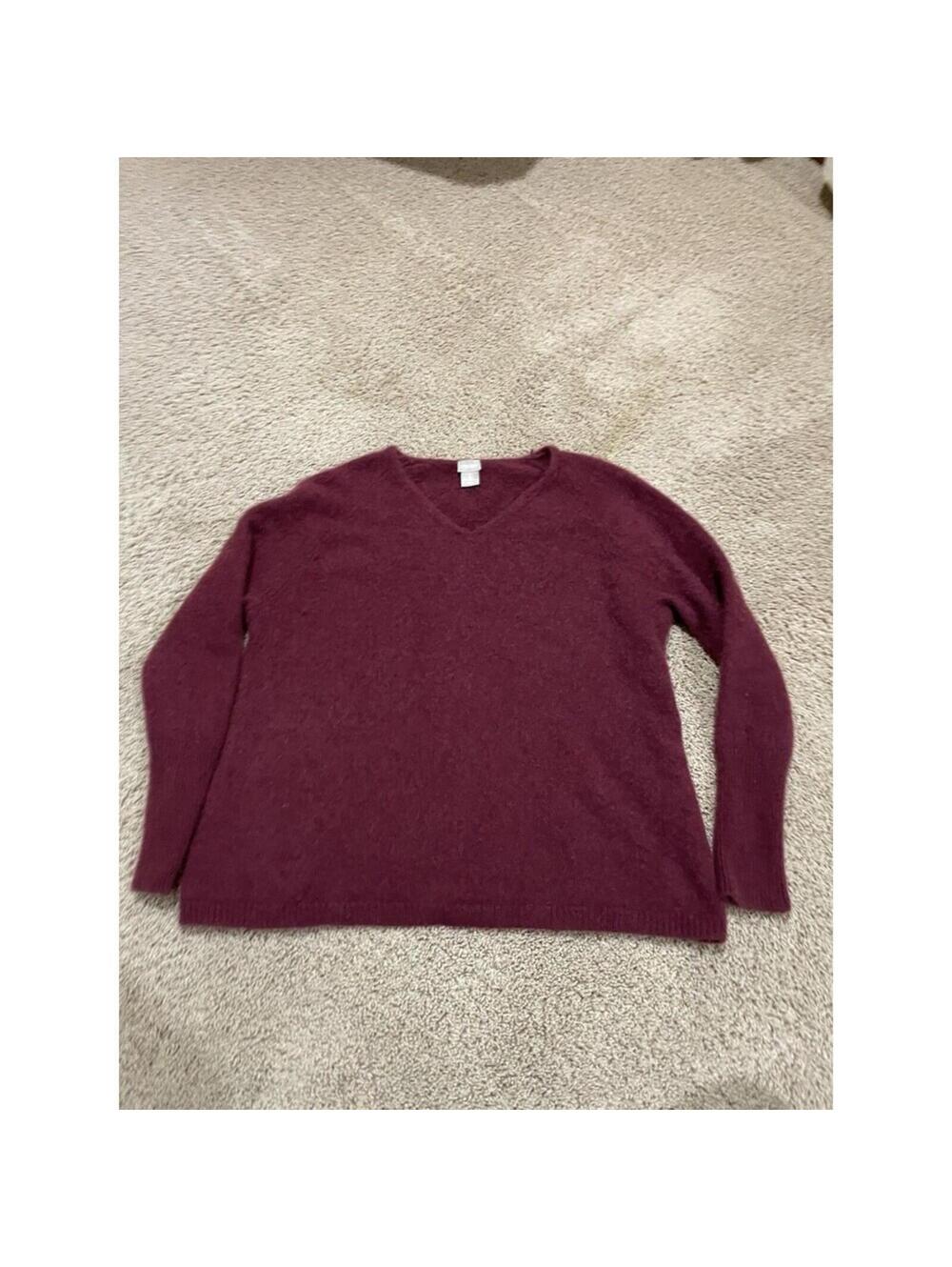 Women's Cashmere V-Neck Sweater Pullover Long Sleeve 100% Cashmere Chicos 3 XL